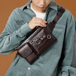 Miesten Pu Nahka Monitaskuinen Kulumista Kestävä Rintalaukku Vyötärölaukku Kuulokeaukon Muotoilu 6.5 Tuuman Puhelinlaukku Crossbody Laukut