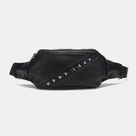 Miesten Pu Nahka Monitoiminen Varkaudenesto Tasku Vyötärölaukku Täysin Sopiva Niitti Koristele Vedenpitävä Rintalaukku Crossbody Laukku