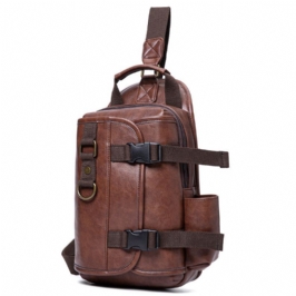 Miesten Pu Nahka Suuri Kapasiteetti Monitoimikuulokkeiden Reikä Usb-lataus Lyhyen Matkan Hihnalaukut Crossbody Bag Rintalaukku