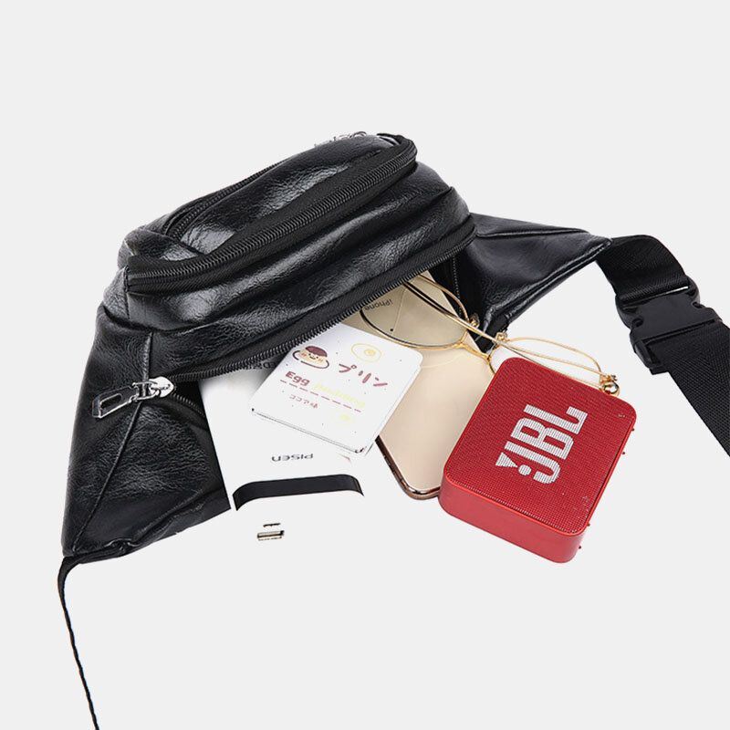 Miesten Pu Nahka Varkaudenesto Monitoiminen Monitaskuinen 6.5 Tuuman Puhelinlaukku Vyötärölaukku Rintalaukku Crossbody Laukut
