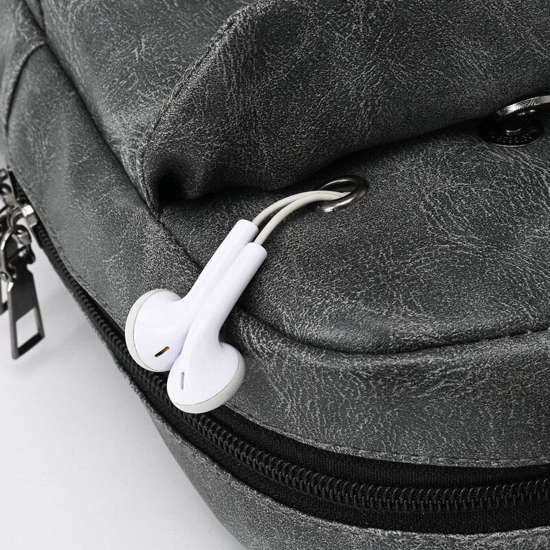 Miesten Pu Nahka Vedenpitävä Monitaskuinen Kuulokeaukko Rento Rintalaukut Olkalaukku Crossbody Laukut