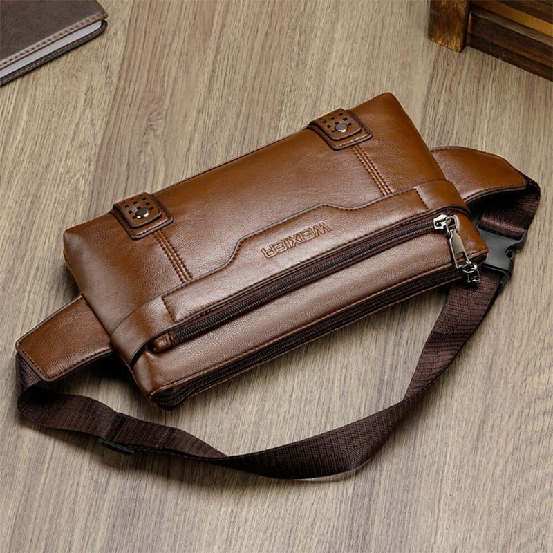 Miesten Pu Nahka Vedenpitävä Suuri Tilavuus Rintalaukku Ulkoilu 6.5 Tuuman Puhelinlaukku Crossbody Laukut Olkalaukku