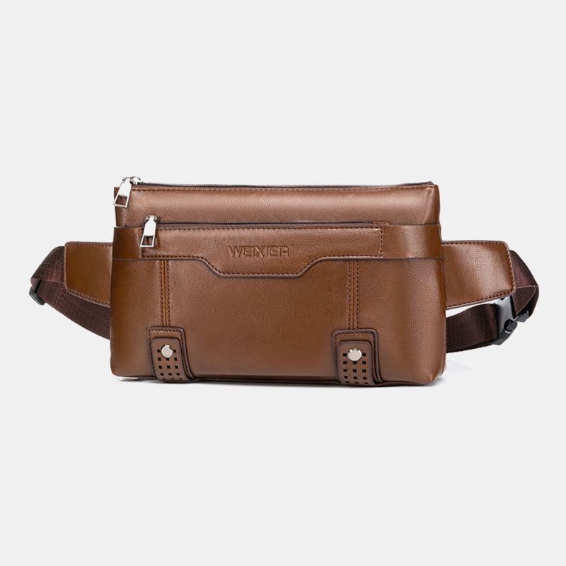 Miesten Pu Nahka Vedenpitävä Suuri Tilavuus Rintalaukku Ulkoilu 6.5 Tuuman Puhelinlaukku Crossbody Laukut Olkalaukku