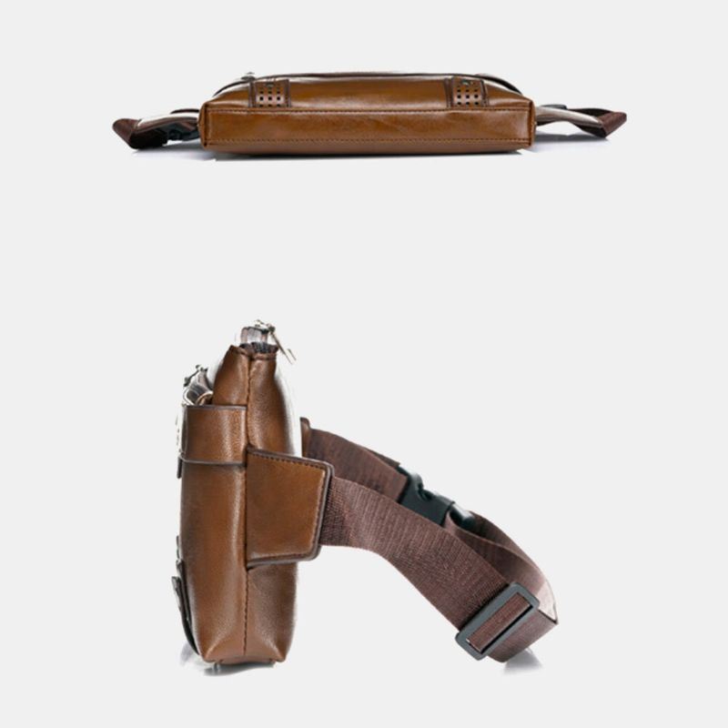 Miesten Pu Nahka Vedenpitävä Suuri Tilavuus Rintalaukku Ulkoilu 6.5 Tuuman Puhelinlaukku Crossbody Laukut Olkalaukku