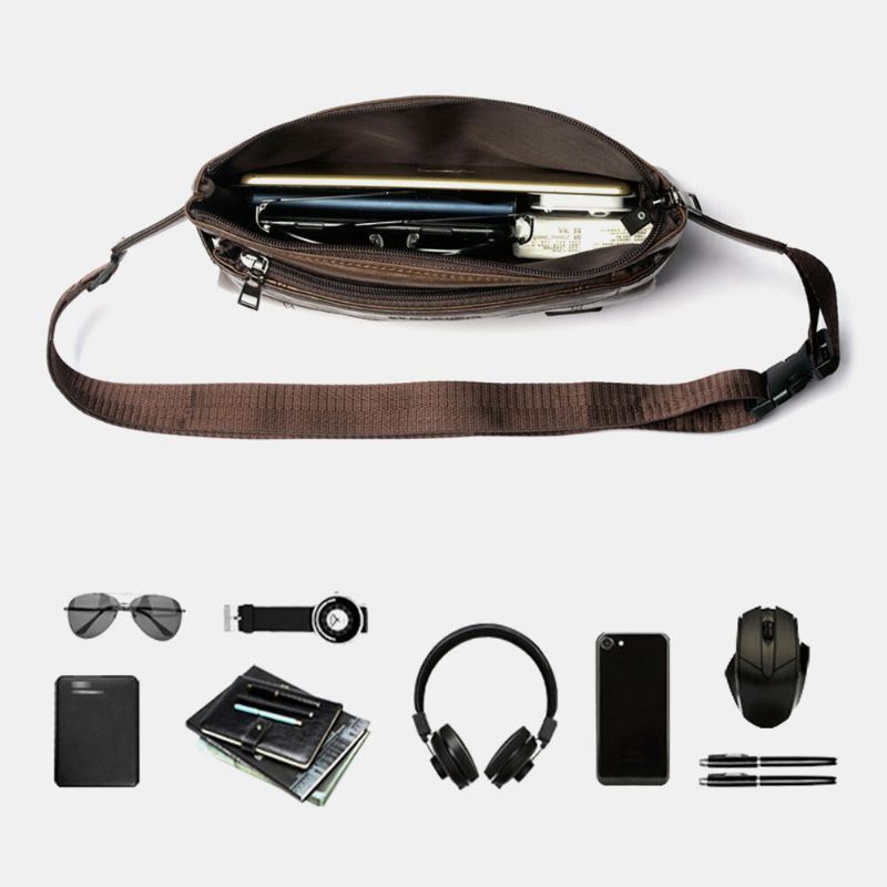 Miesten Pu Nahka Vedenpitävä Suuri Tilavuus Rintalaukku Ulkoilu 6.5 Tuuman Puhelinlaukku Crossbody Laukut Olkalaukku