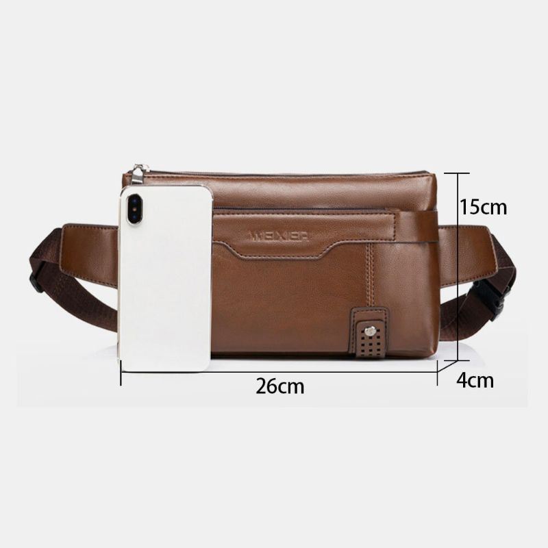 Miesten Pu Nahka Vedenpitävä Suuri Tilavuus Rintalaukku Ulkoilu 6.5 Tuuman Puhelinlaukku Crossbody Laukut Olkalaukku