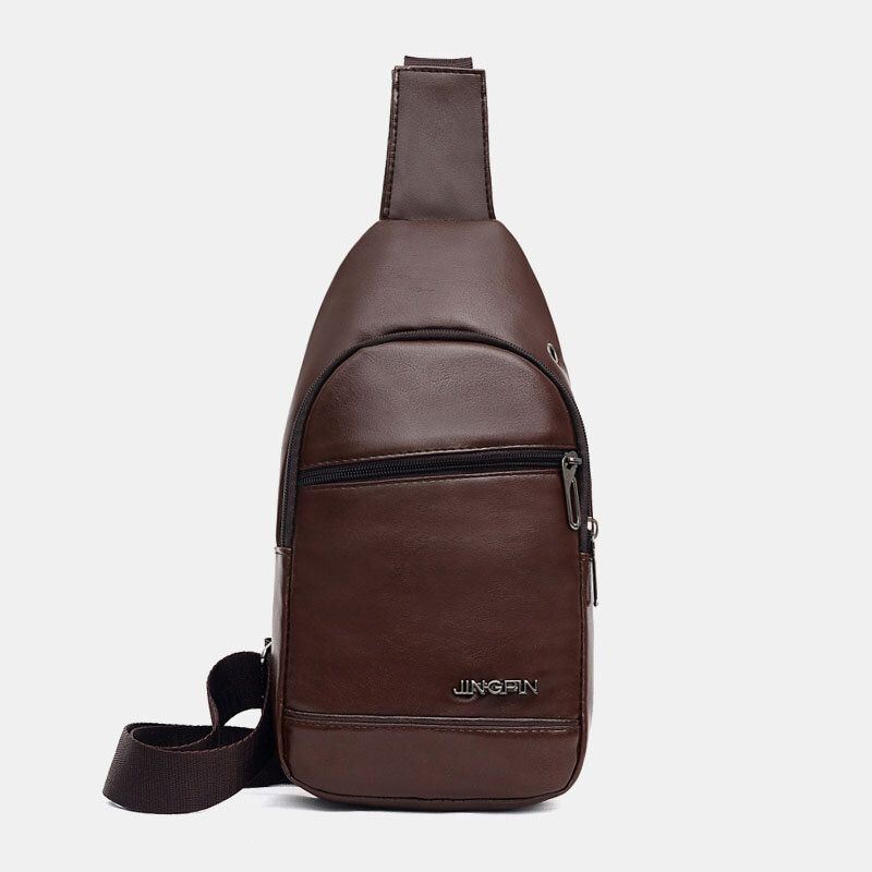 Miesten Pu Nahkainen Kuulokeaukko Multi-carry Vedenpitävä Crossbody Laukku Rintalaukku Sling Bag