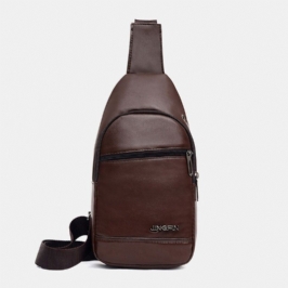 Miesten Pu Nahkainen Kuulokeaukko Multi-carry Vedenpitävä Crossbody Laukku Rintalaukku Sling Bag