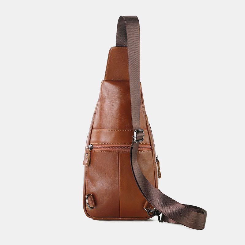 Miesten Retro Aito Nahka Monikäyttöinen Monitaskuinen Hasp Rintalaukku Käytä Crossbody Laukku