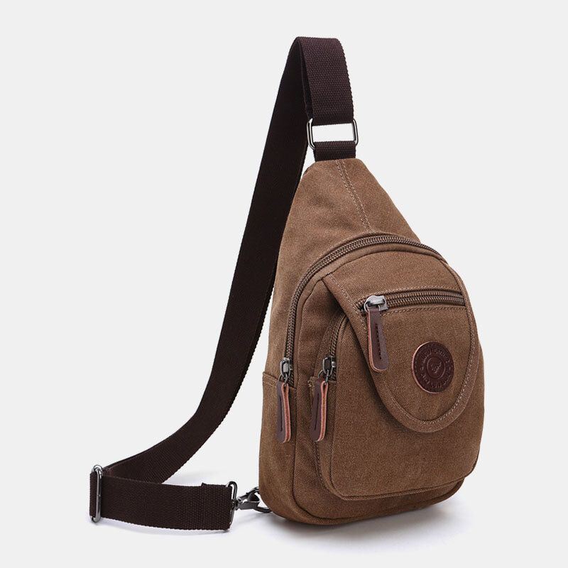 Miesten Retro Canvas Suuren Kapasiteetin Rintalaukku Vapaa-ajan Kulumista Kestävä Vedenpitävä Crossbody Laukku Olkalaukku
