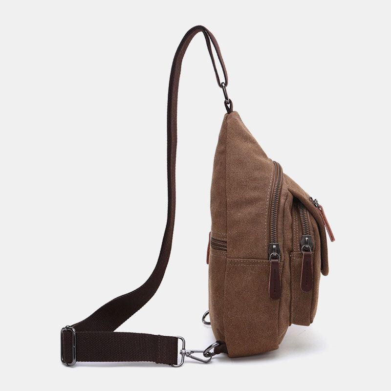 Miesten Retro Canvas Suuren Kapasiteetin Rintalaukku Vapaa-ajan Kulumista Kestävä Vedenpitävä Crossbody Laukku Olkalaukku