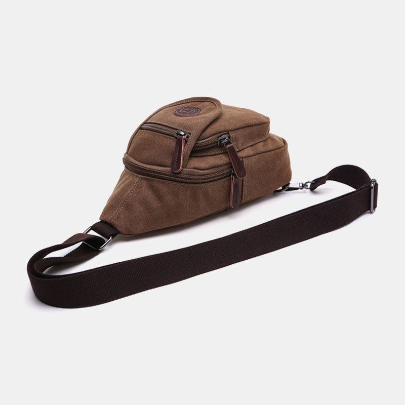 Miesten Retro Canvas Suuren Kapasiteetin Rintalaukku Vapaa-ajan Kulumista Kestävä Vedenpitävä Crossbody Laukku Olkalaukku