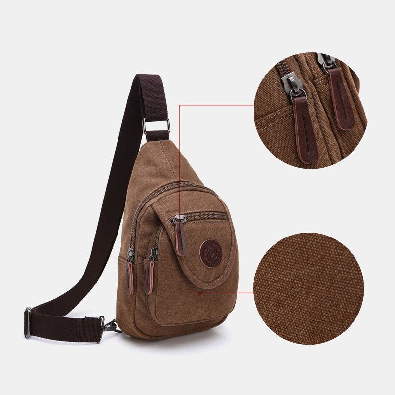 Miesten Retro Canvas Suuren Kapasiteetin Rintalaukku Vapaa-ajan Kulumista Kestävä Vedenpitävä Crossbody Laukku Olkalaukku