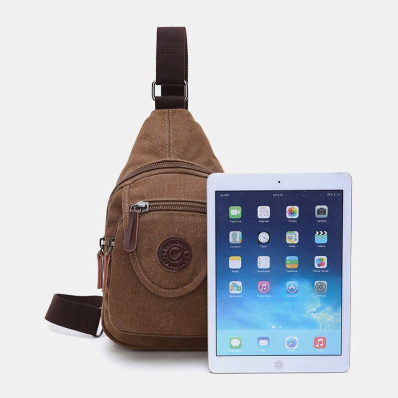 Miesten Retro Canvas Suuren Kapasiteetin Rintalaukku Vapaa-ajan Kulumista Kestävä Vedenpitävä Crossbody Laukku Olkalaukku