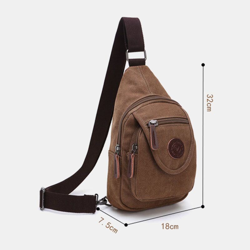 Miesten Retro Canvas Suuren Kapasiteetin Rintalaukku Vapaa-ajan Kulumista Kestävä Vedenpitävä Crossbody Laukku Olkalaukku
