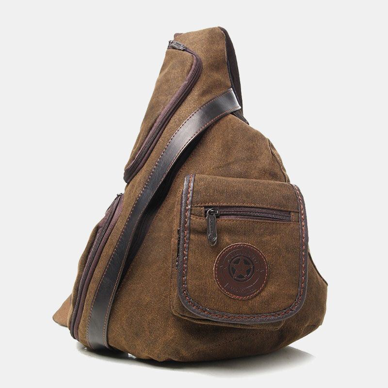 Miesten Retro Pesty Kangas Monitaskuinen Vedenpitävä Rintalaukku Outdoor Sport Suurikapasiteettinen Kulutusta Kestävä Crossbody Laukku Olkalaukku