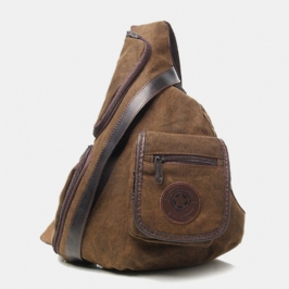 Miesten Retro Pesty Kangas Monitaskuinen Vedenpitävä Rintalaukku Outdoor Sport Suurikapasiteettinen Kulutusta Kestävä Crossbody Laukku Olkalaukku
