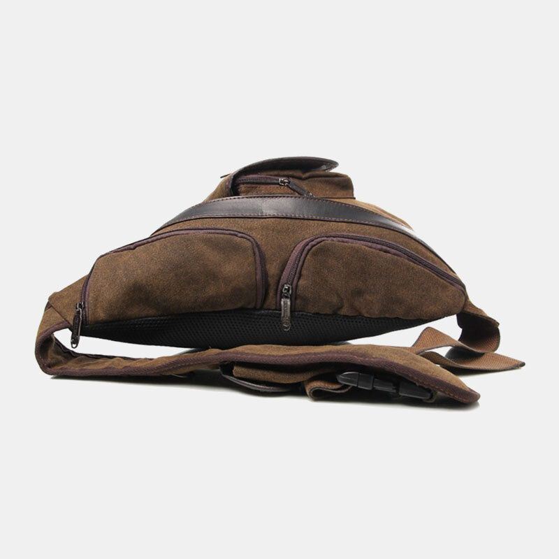Miesten Retro Pesty Kangas Monitaskuinen Vedenpitävä Rintalaukku Outdoor Sport Suurikapasiteettinen Kulutusta Kestävä Crossbody Laukku Olkalaukku