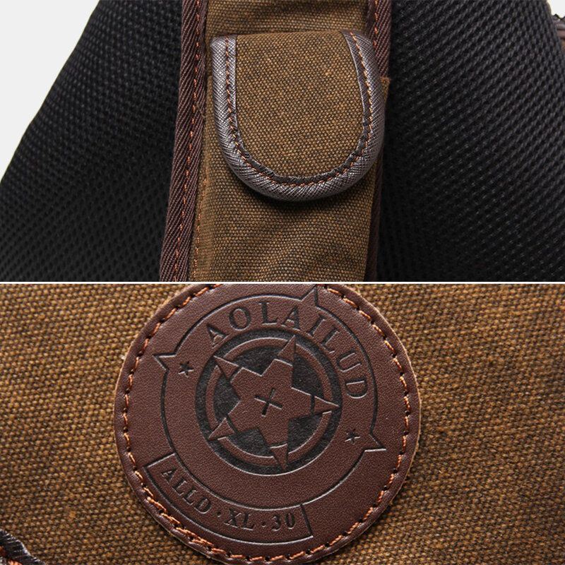 Miesten Retro Pesty Kangas Monitaskuinen Vedenpitävä Rintalaukku Outdoor Sport Suurikapasiteettinen Kulutusta Kestävä Crossbody Laukku Olkalaukku