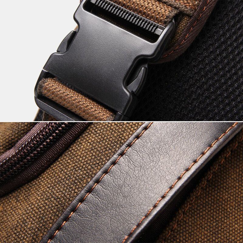Miesten Retro Pesty Kangas Monitaskuinen Vedenpitävä Rintalaukku Outdoor Sport Suurikapasiteettinen Kulutusta Kestävä Crossbody Laukku Olkalaukku