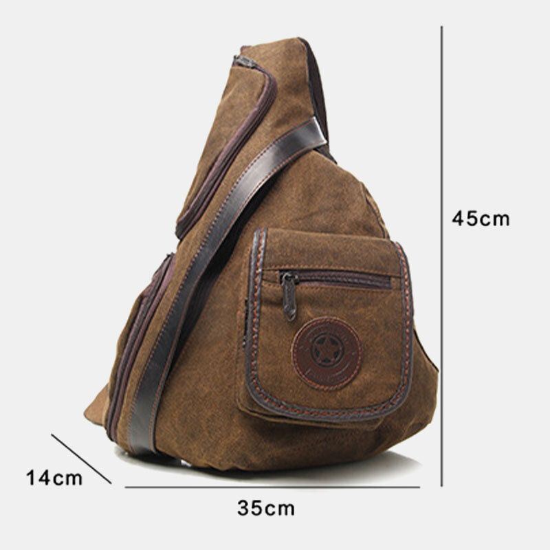 Miesten Retro Pesty Kangas Monitaskuinen Vedenpitävä Rintalaukku Outdoor Sport Suurikapasiteettinen Kulutusta Kestävä Crossbody Laukku Olkalaukku