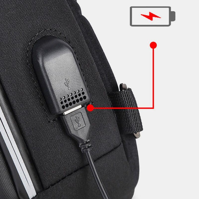 Miesten Suuren Kapasiteetin Usb-lataus Monikerroksinen Vedenpitävä Crossbody Laukku Rintalaukku Sling Bag