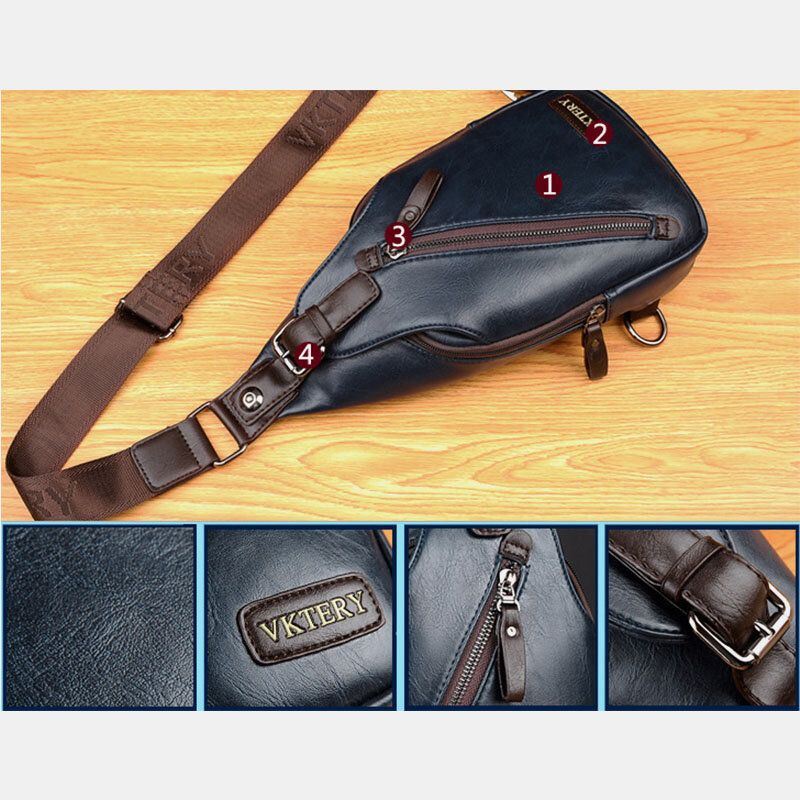 Miesten Tekonahka Retro Business Travel Rintalaukku Crossbody Laukku