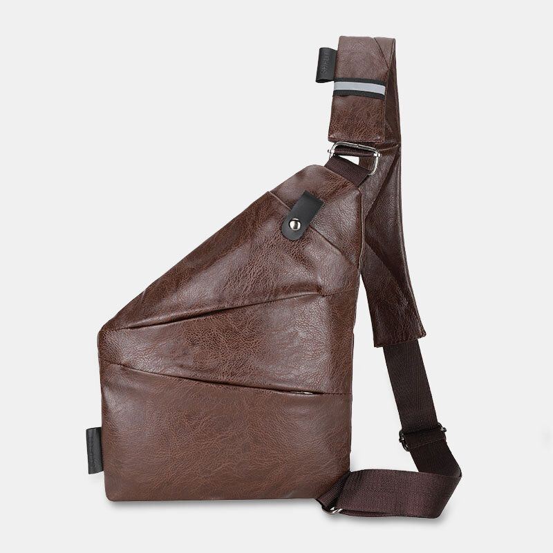 Miesten Tekonahkainen Monitaskuinen Vedenpitävä Rintalaukku Crossbody-laukku