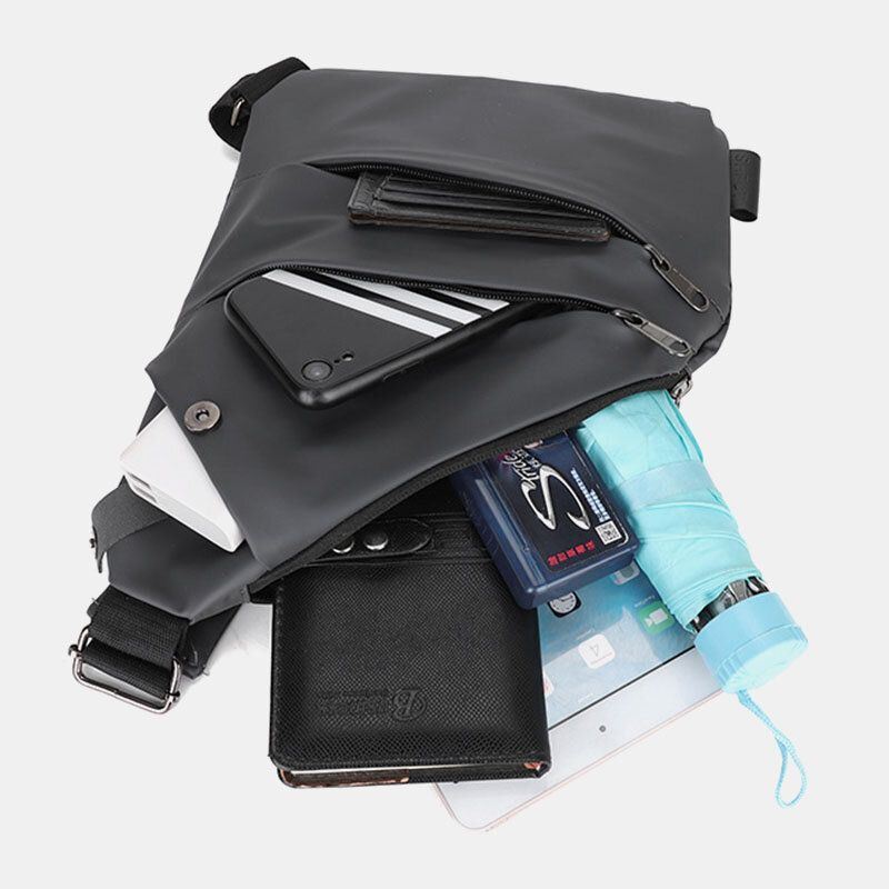 Miesten Tekonahkainen Monitaskuinen Vedenpitävä Rintalaukku Crossbody-laukku