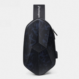Miesten Unisex Classic 3d Rombus Design Usb-latausrintalaukku Monitaskuinen Vedenpitävä Puettava All-match Täystekstuuri Crossbody Laukut