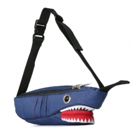Miesten Unisex-kankainen Hain Muotoinen Monitaskuinen Rintalaukku Sarjakuva Rento Superpehmeä Suuri Kapasiteetti Monitoiminen Messenger Crossbody Laukut Olkalaukku