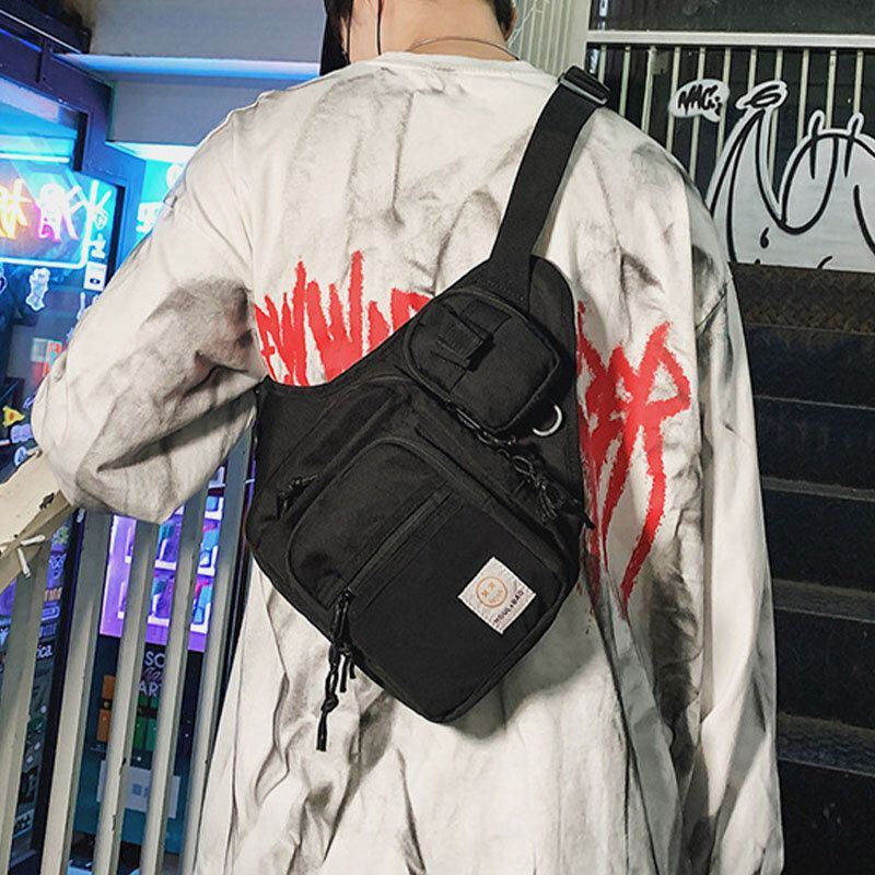 Miesten Unisex Oxford Kangas Monitoiminen Taktinen Heijastava Yöllä Persoonallisuus Hip-hop Rintalaukku Olkalaukku
