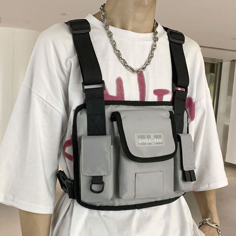 Miesten Unisex Oxford Kangaskirjainkuvioinen Monitaskuinen Taktinen Laukku Rintalaukku Reppu
