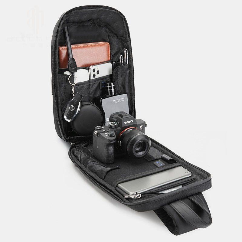 Miesten Usb-lataus Varkaudenesto Koodilukko Rintalaukku Monitoiminen Suuri Tilavuus Ulkomatkalaukku Crossbody