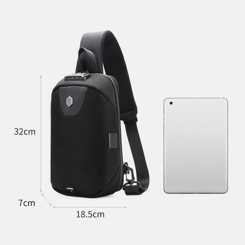 Miesten Usb-lataus Varkaudenesto Koodilukko Rintalaukku Monitoiminen Suuri Tilavuus Ulkomatkalaukku Crossbody