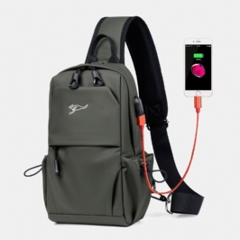 Miesten Vedenpitävä Kulutusta Kestävä Usb-latauspussi Monitaskuinen Varkaudenesto Crossbody Olkalaukku