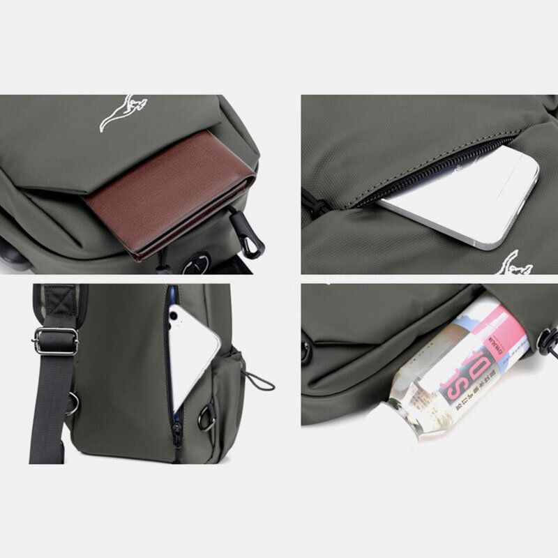 Miesten Vedenpitävä Kulutusta Kestävä Usb-latauspussi Monitaskuinen Varkaudenesto Crossbody Olkalaukku