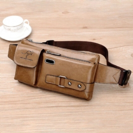 Miesten Vintage Keinonahkainen Monitoiminen Kulutusta Kestävä Crossbody Laukku Rintalaukku