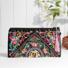 Etninen Kirjonta Kukkalaukku Clutch Laukku Kukkaro Naisille