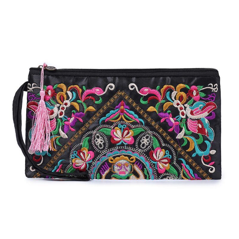 Etninen Kirjonta Kukkalaukku Clutch Laukku Kukkaro Naisille