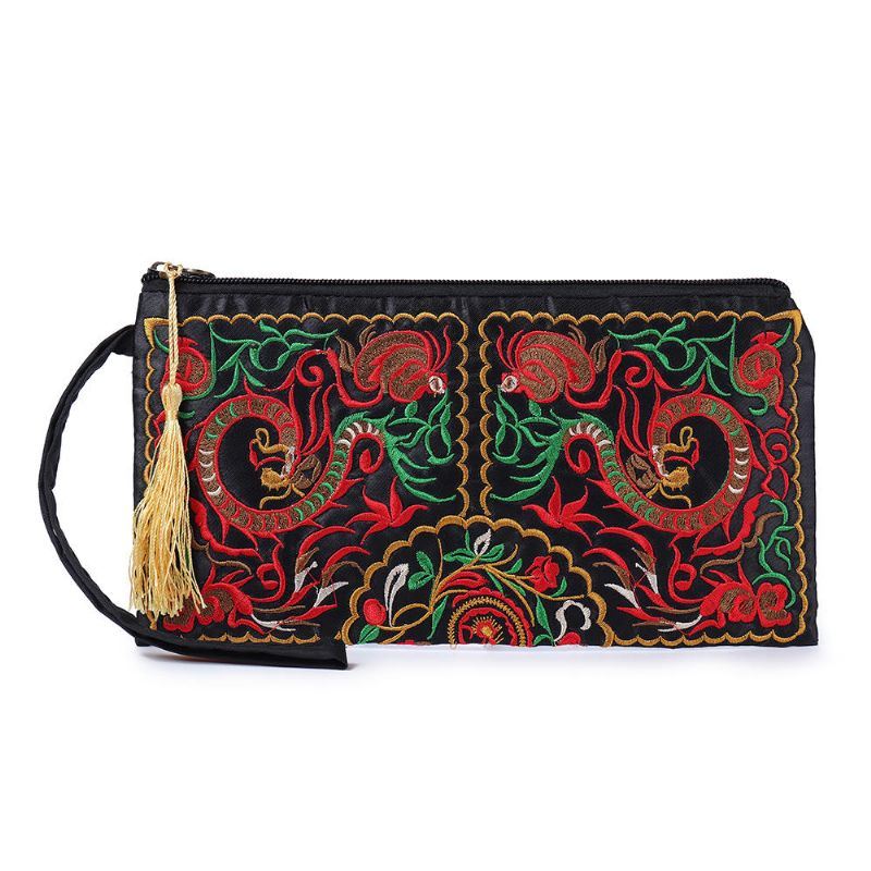 Etninen Kirjonta Kukkalaukku Clutch Laukku Kukkaro Naisille