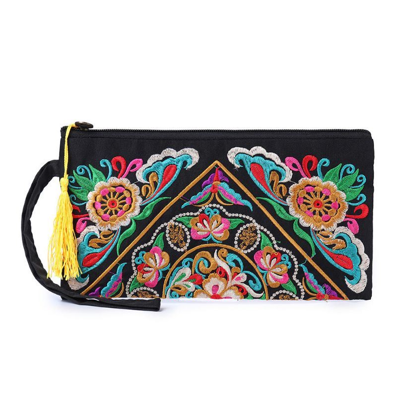 Etninen Kirjonta Kukkalaukku Clutch Laukku Kukkaro Naisille