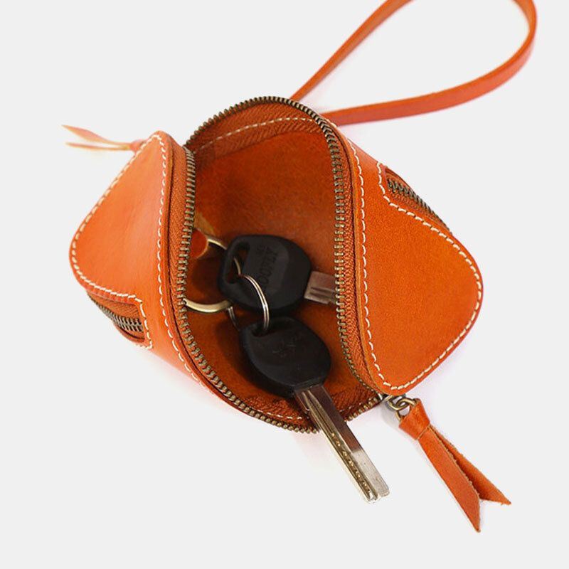 Miesten Aito Nahka Yksivärinen Soikea Vetoketju Retro Avainkotelo Korttikotelo Kytkinlaukut