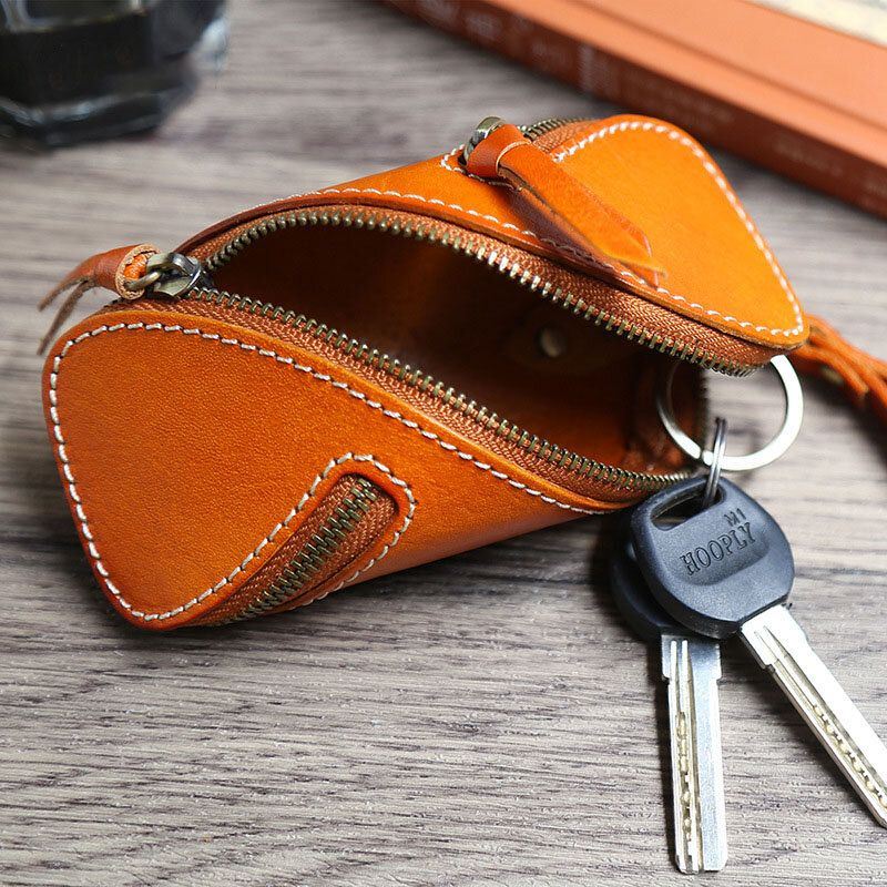 Miesten Aito Nahka Yksivärinen Soikea Vetoketju Retro Avainkotelo Korttikotelo Kytkinlaukut