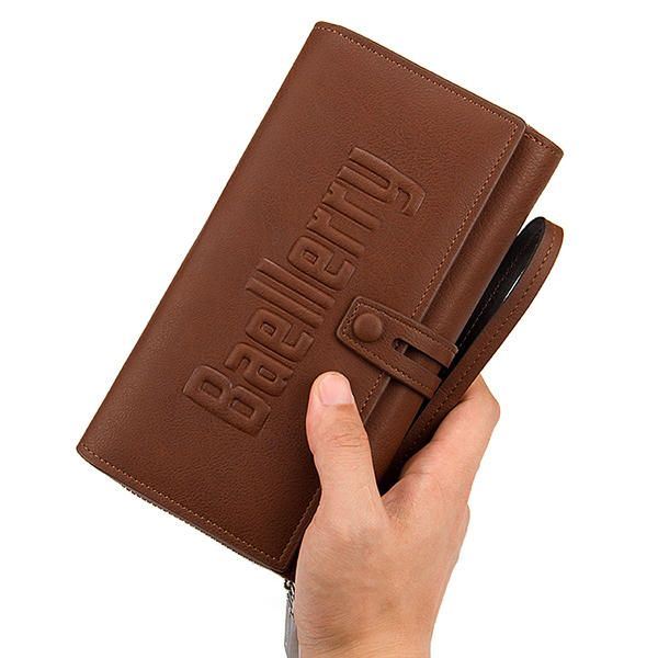 Miesten Business Clutches Laukku Vintage Pitkä Kukkaro 16 Korttipaikkaa Korttipidike Rannekäsilaukku