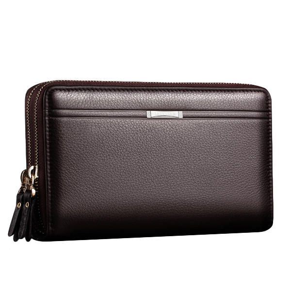 Miesten Clutch Wallet Vedenpitävä Business Long Vetoketjullinen Lompakon Puhelinteline