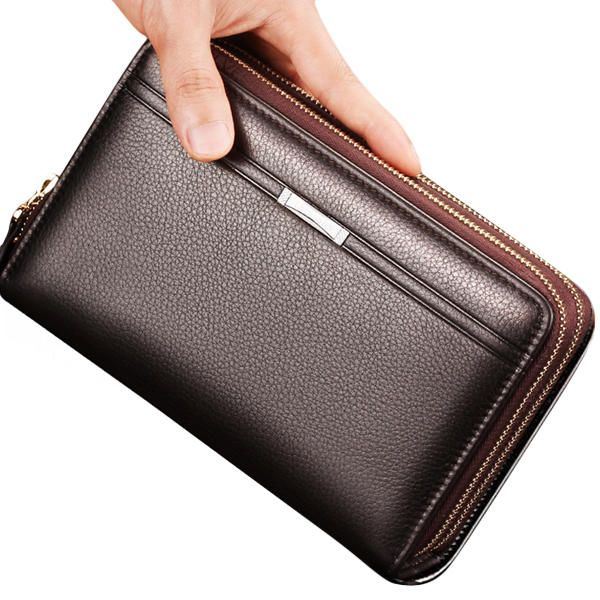 Miesten Clutch Wallet Vedenpitävä Business Long Vetoketjullinen Lompakon Puhelinteline