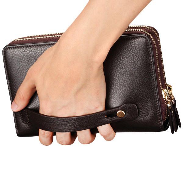 Miesten Clutch Wallet Vedenpitävä Business Long Vetoketjullinen Lompakon Puhelinteline