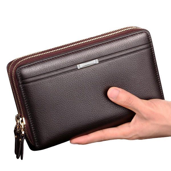 Miesten Clutch Wallet Vedenpitävä Business Long Vetoketjullinen Lompakon Puhelinteline