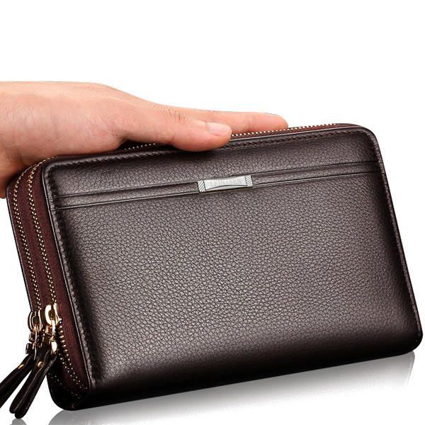 Miesten Clutch Wallet Vedenpitävä Business Long Vetoketjullinen Lompakon Puhelinteline